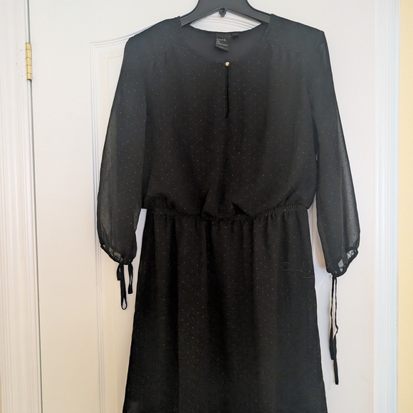 Reitmans Rock And Shine Size M Black Chiffon Dress With Dots - Picture 2 of 7